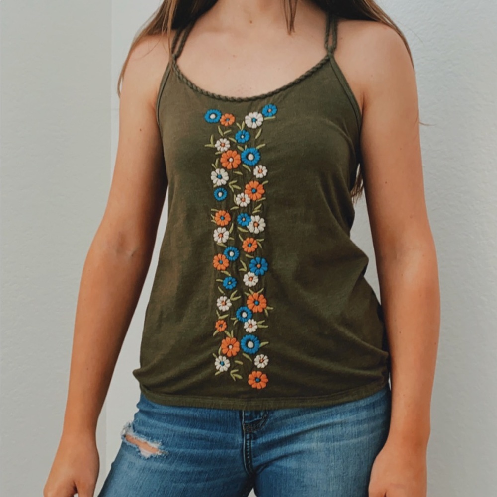 olive green summer tank top